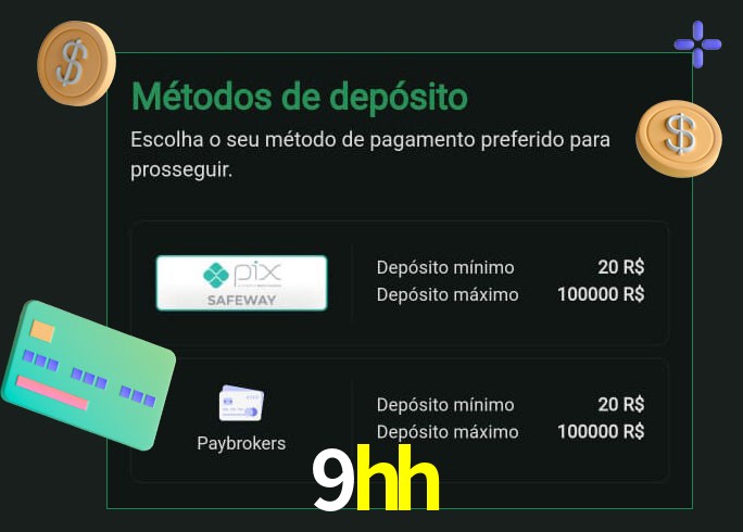 O cassino 9hh oferece uma grande variedade de métodos de pagamento